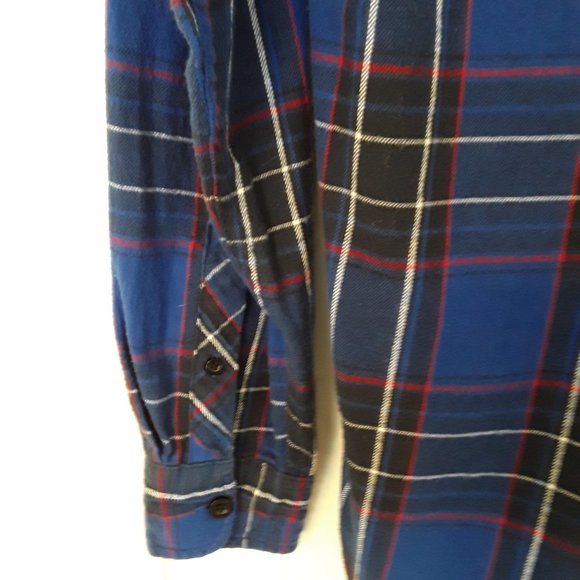 No Boundaries, hooded long sleeve flannel, size A4/S 34/36 blue w/black and whit - Picture 7 of 8